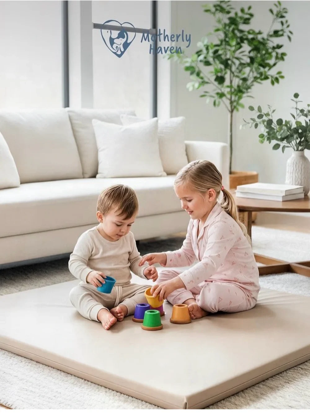 Cream Play Mat - Soft Foam Floor Mat for Kids